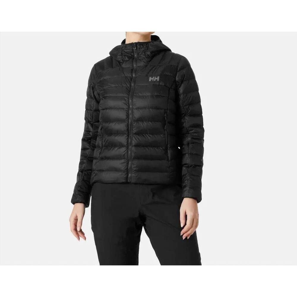 NEW HELLY HANSEN women's verglas hooded down hybrid insulated jacket in black